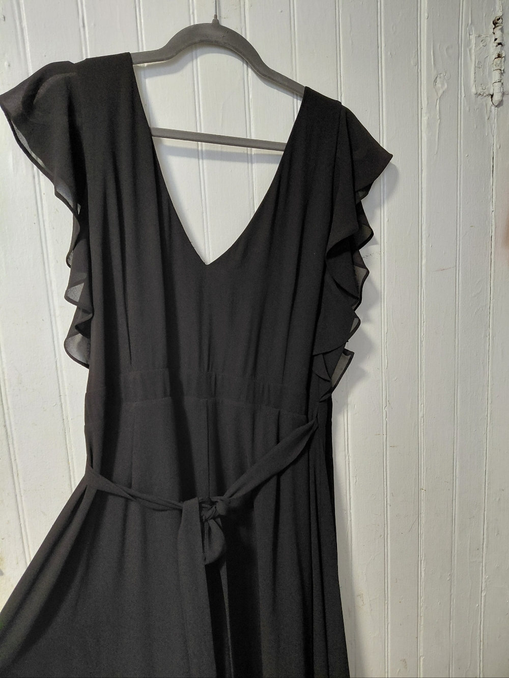Lulu's Black V-Neck Ruffle Wrap High-Low Maxi Dress - Picture 5 of 9